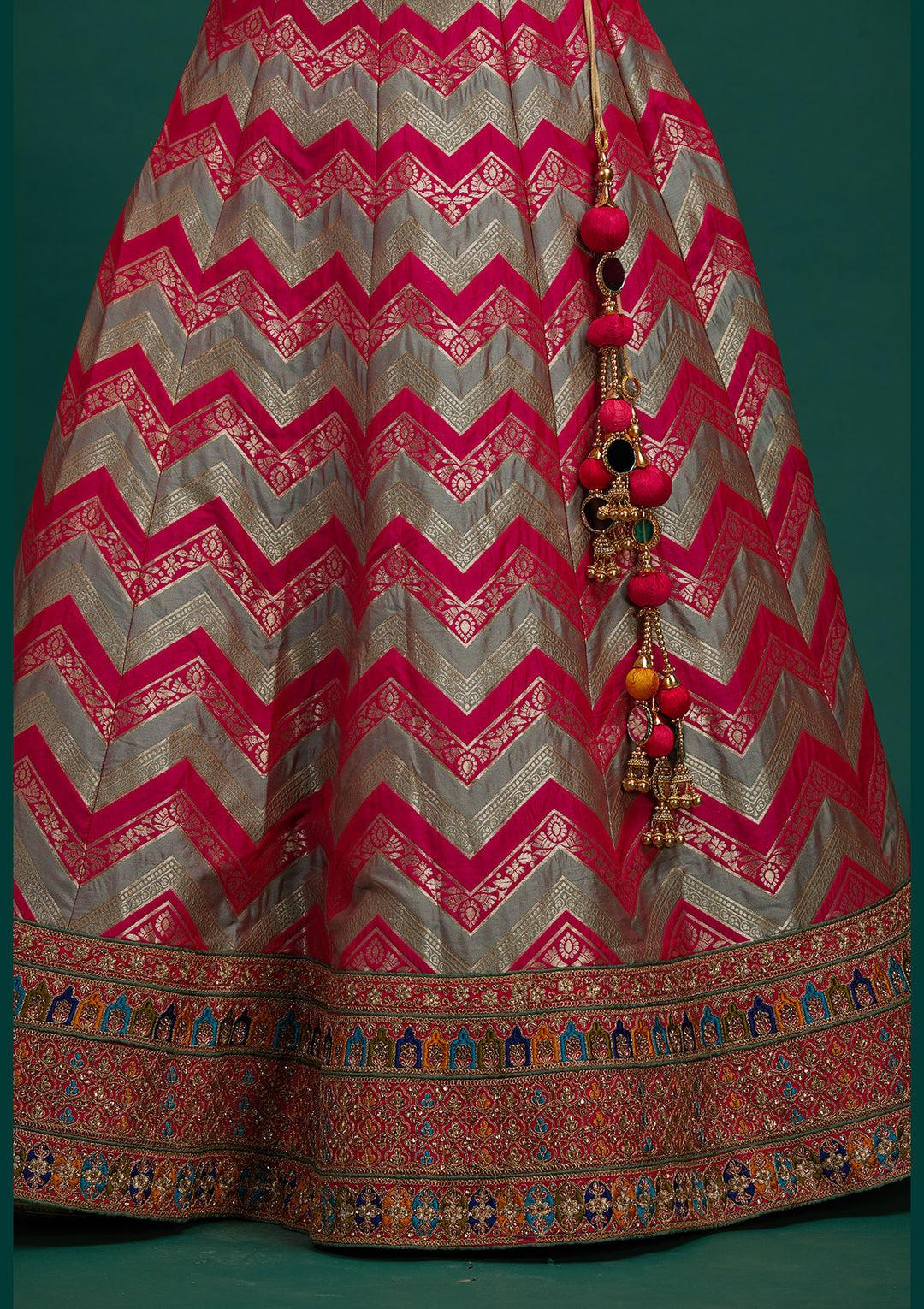 Pista Green Zariwork Banarasi Designer Semi-Stitched Lehenga - Koskii
