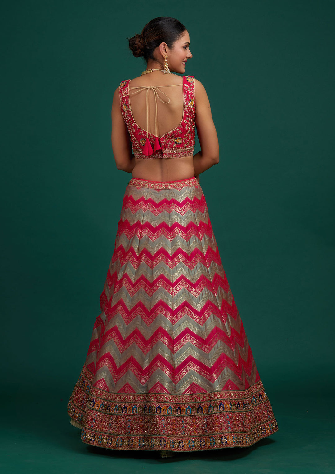 Pista Green Zariwork Banarasi Designer Semi-Stitched Lehenga - Koskii