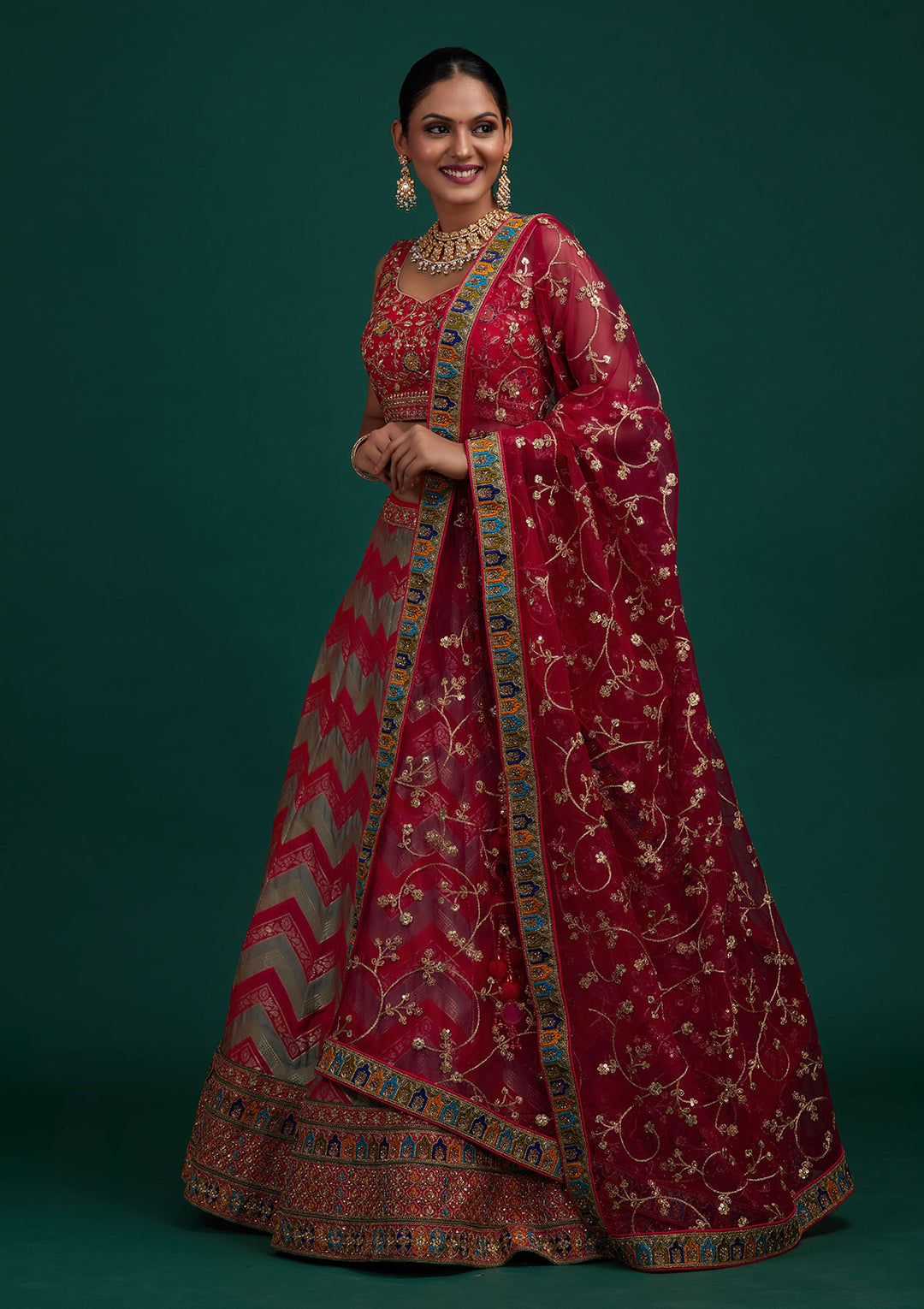 Pista Green Zariwork Banarasi Designer Semi-Stitched Lehenga - Koskii