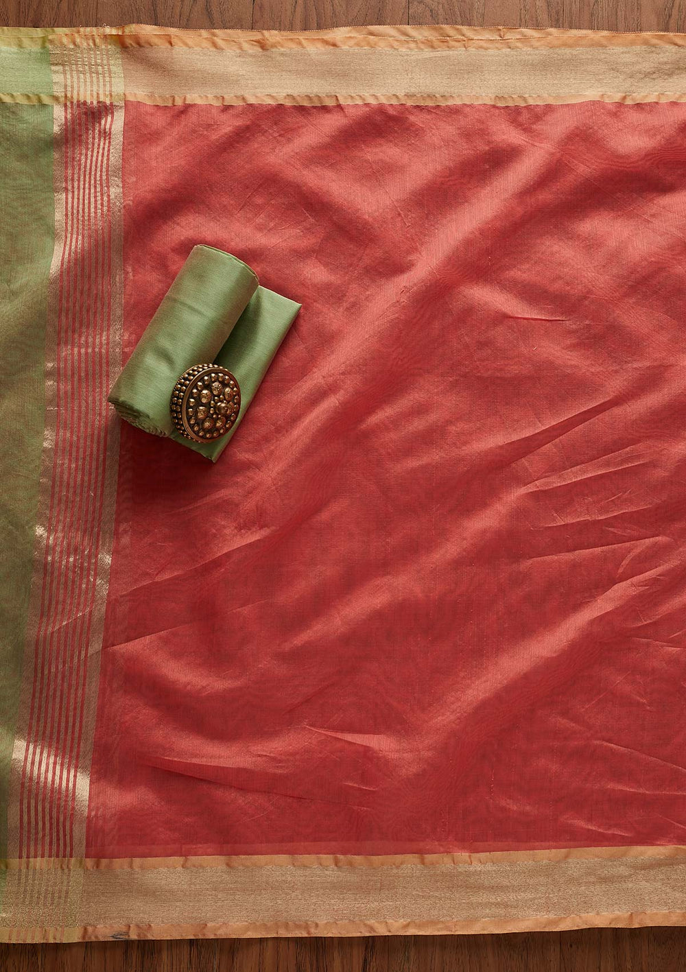 Pista Green Zariwork Brocade Designer Unstitched Salwar Suit - Koskii