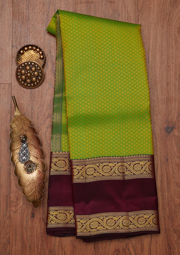 Pista Green Zariwork Pure Silk Designer Unstitched Saree - Koskii