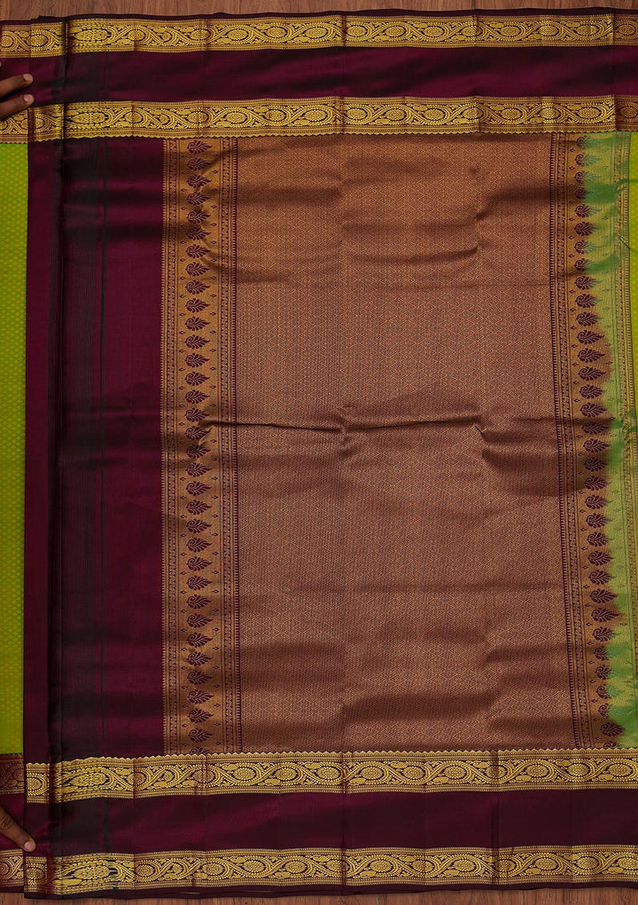 Pista Green Zariwork Pure Silk Designer Unstitched Saree - Koskii