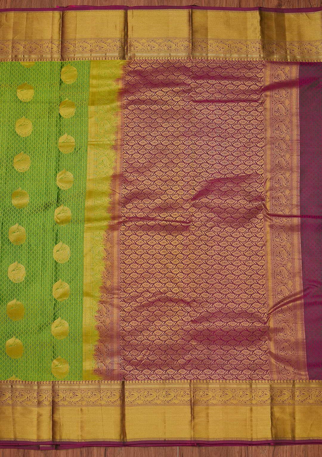 Pista Green Zariwork Pure Silk Designer Unstitched Saree - Koskii