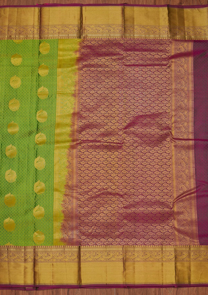 Pista Green Zariwork Pure Silk Designer Unstitched Saree - Koskii