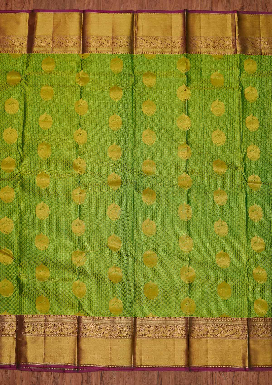 Pista Green Zariwork Pure Silk Designer Unstitched Saree - Koskii