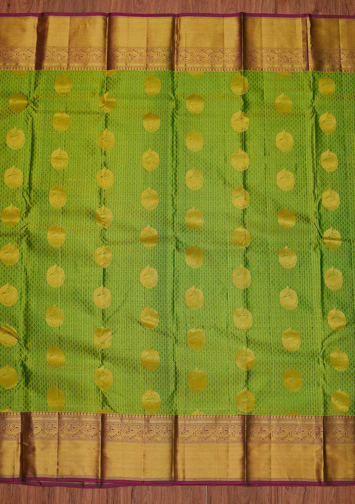 Pista Green Zariwork Pure Silk Designer Unstitched Saree - Koskii