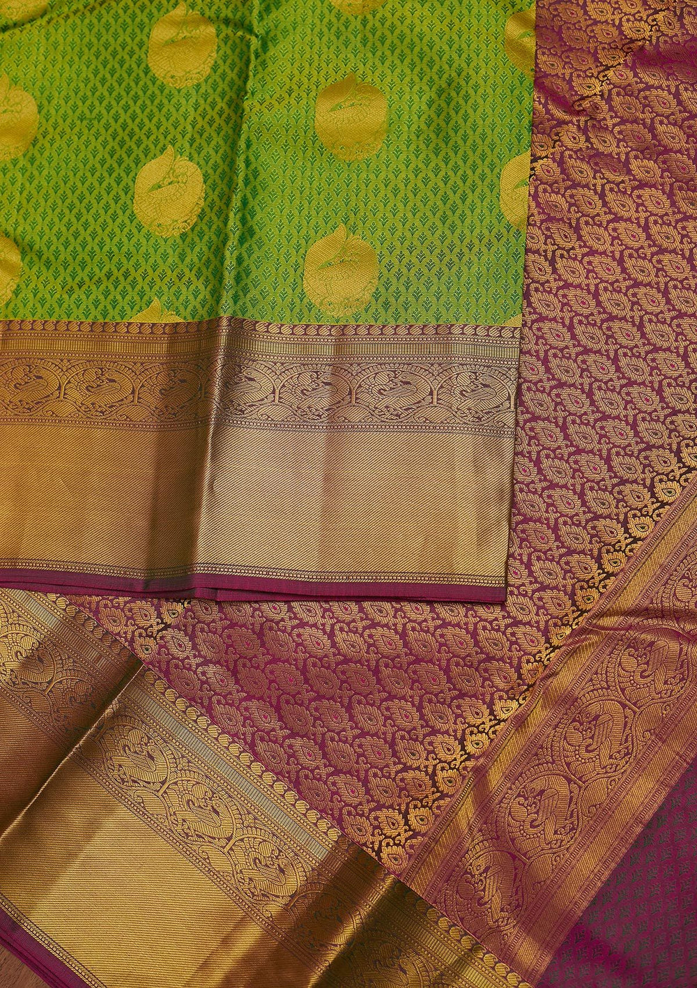 Pista Green Zariwork Pure Silk Designer Unstitched Saree - Koskii