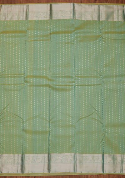 Pista Green Zariwork Pure Silk Designer Unstitched Saree - Koskii