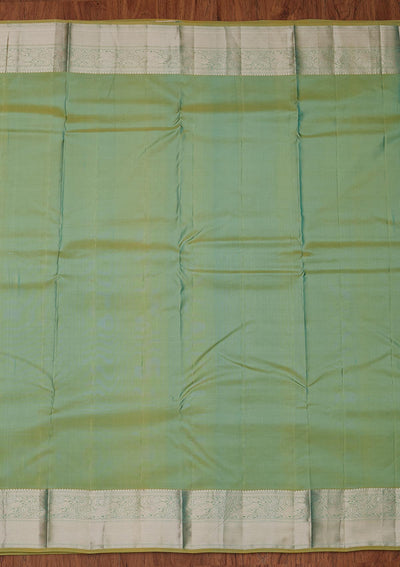 Pista Green Zariwork Pure Silk Designer Unstitched Saree - Koskii
