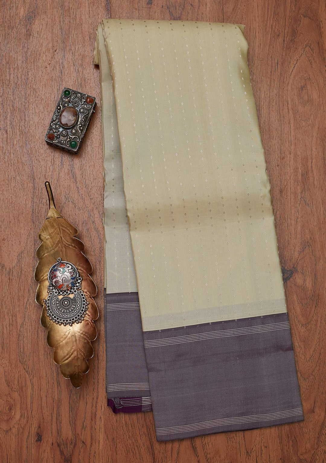 Pista Green Zariwork Pure Silk Designer Unstitched Saree - Koskii