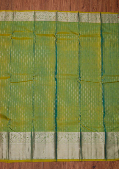 Pista Green Zariwork Pure Silk Designer Unstitched Saree - Koskii