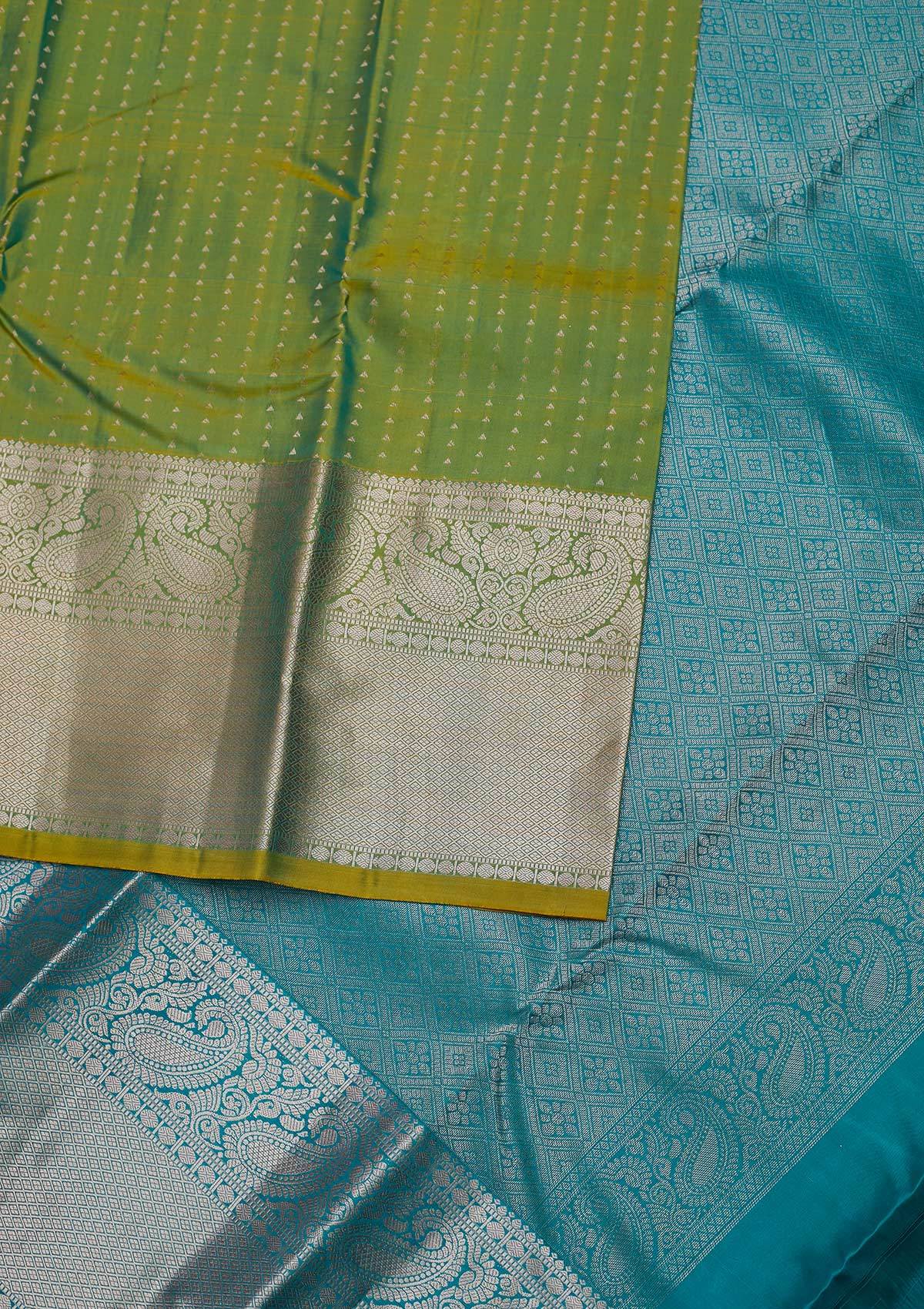 Pista Green Zariwork Pure Silk Designer Unstitched Saree - Koskii