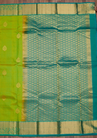 Parrot Green Zariwork Pure Silk Saree-Koskii