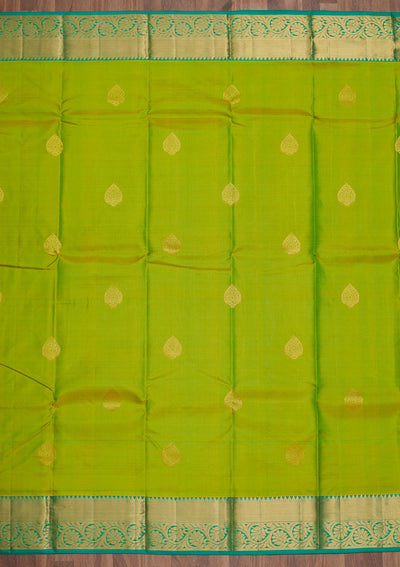 Parrot Green Zariwork Pure Silk Saree-Koskii