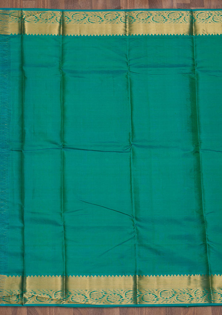 Parrot Green Zariwork Pure Silk Saree-Koskii