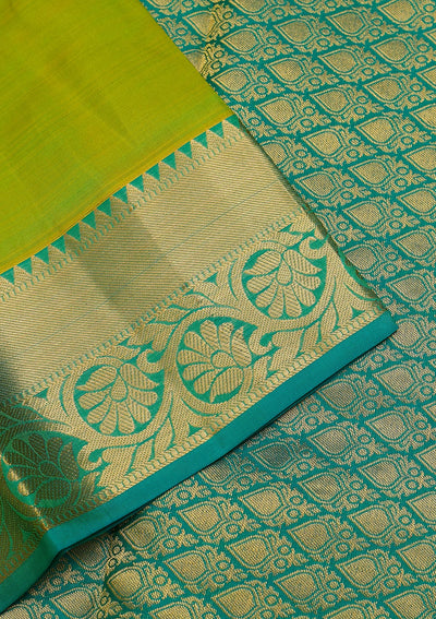 Parrot Green Zariwork Pure Silk Saree-Koskii