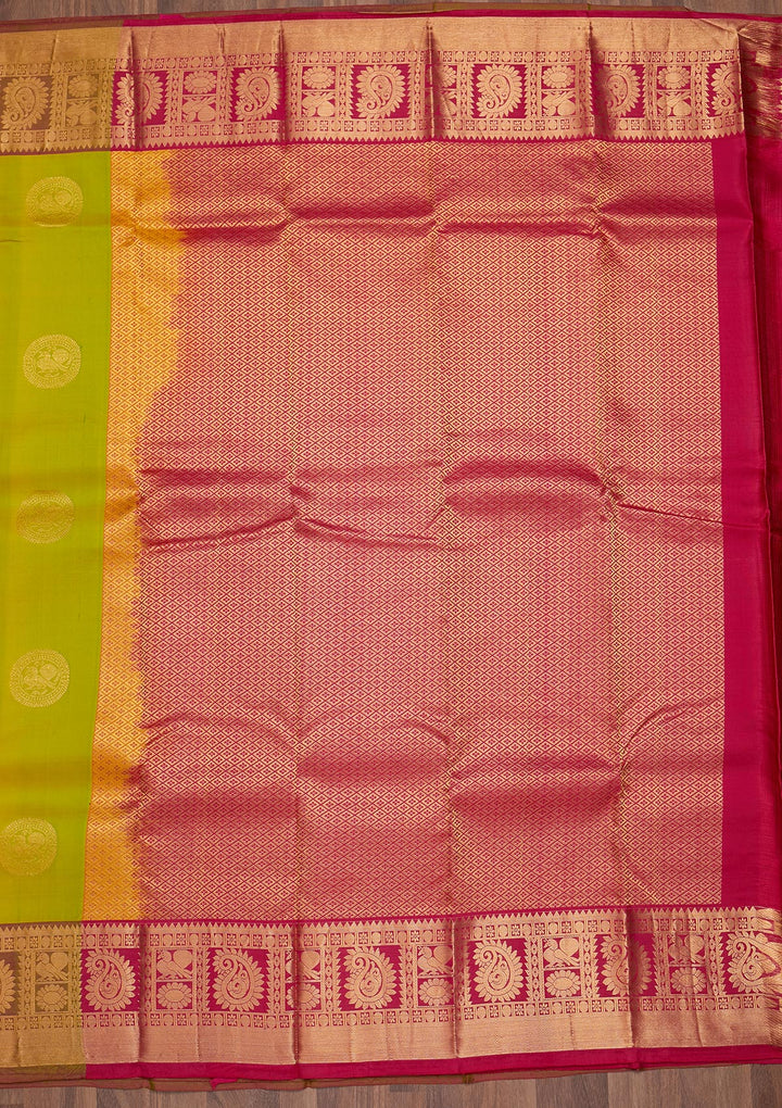Pista Green Zariwork Pure Silk Saree-Koskii