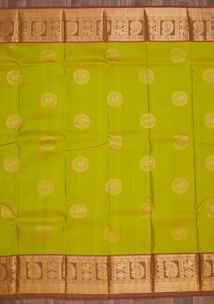 Pista Green Zariwork Pure Silk Saree-Koskii