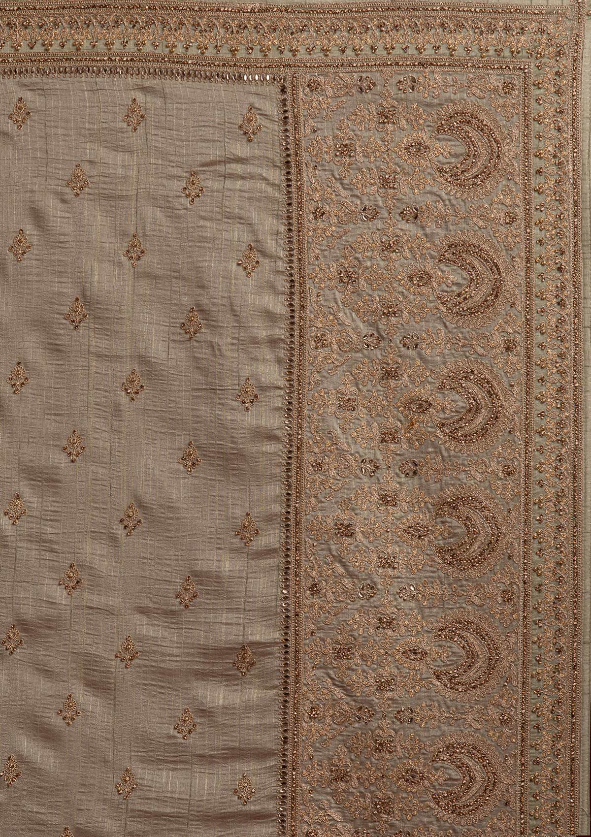 Pista Green Zariwork Raw Silk Designer Saree - koskii