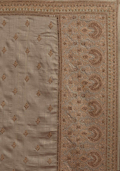 Pista Green Zariwork Raw Silk Designer Saree - koskii