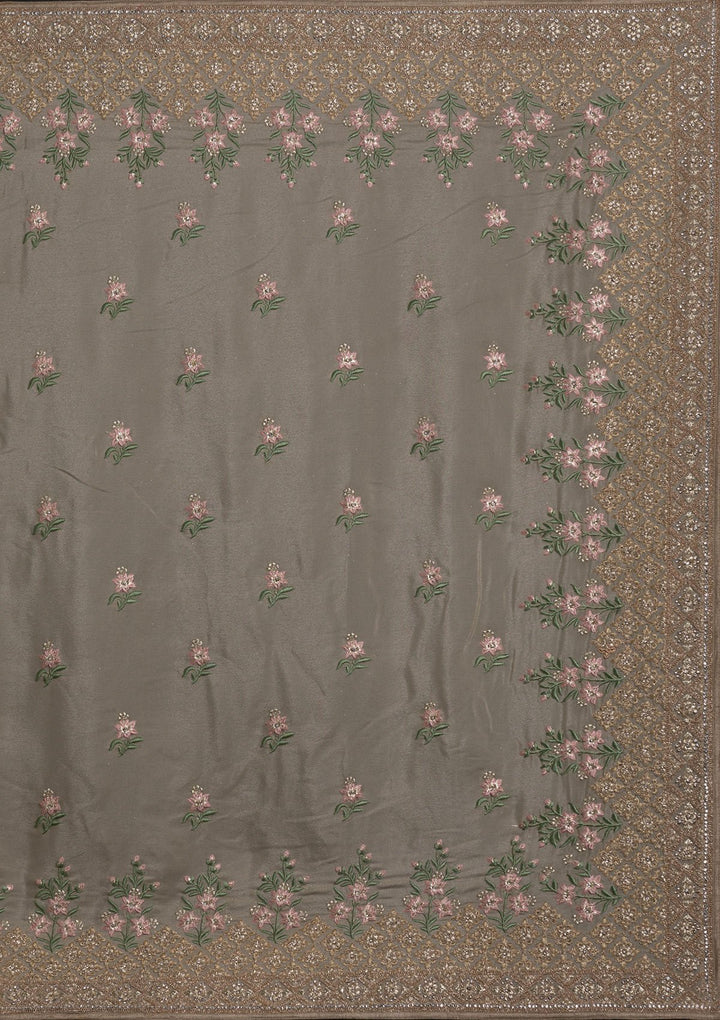 Pista Green Zariwork Shimmer Designer Saree - koskii