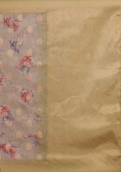 Pista Green Zariwork Taffeta Silk Saree - Koskii