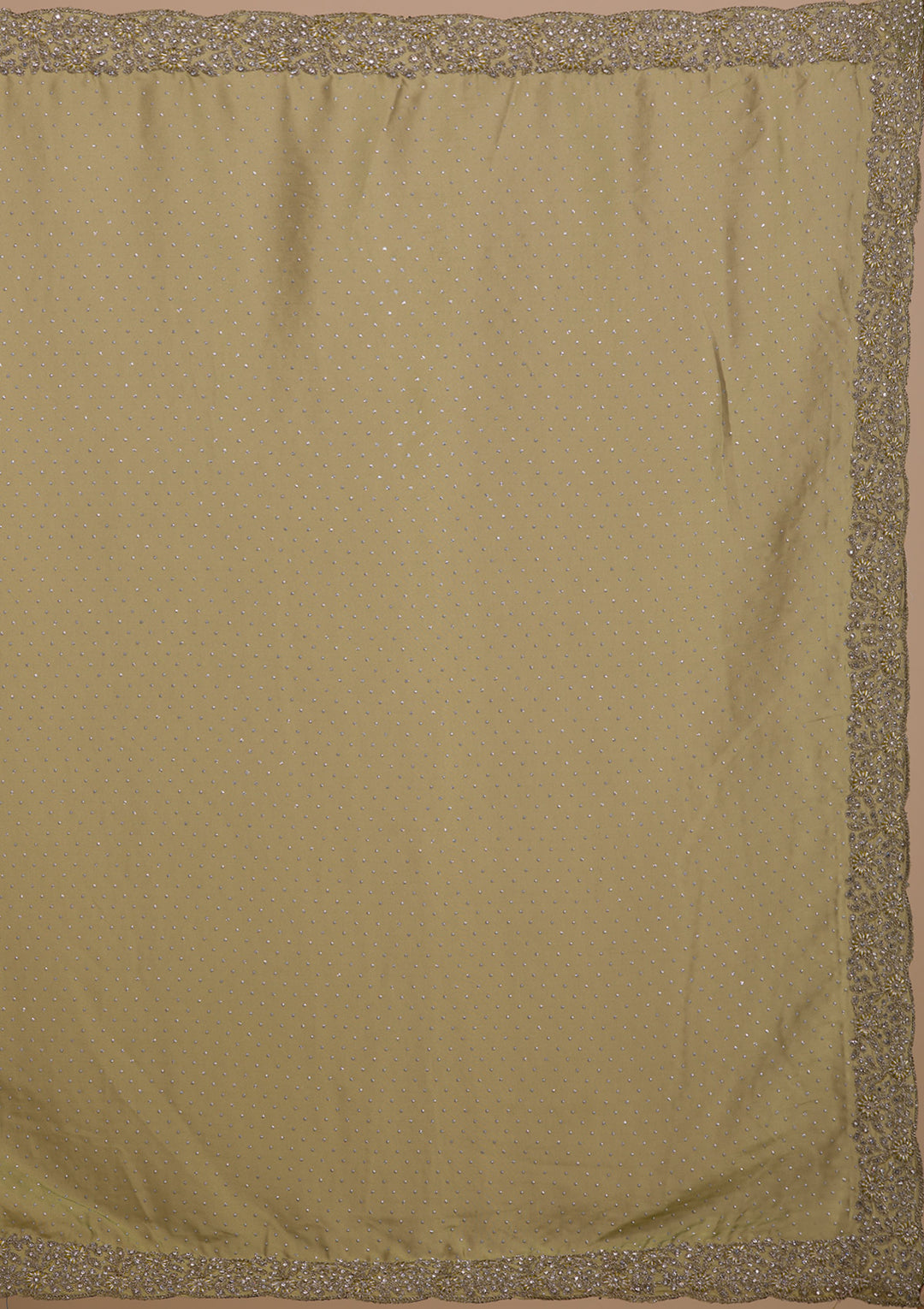 Pista Green Silver Stonework Crepe Saree-Koskii