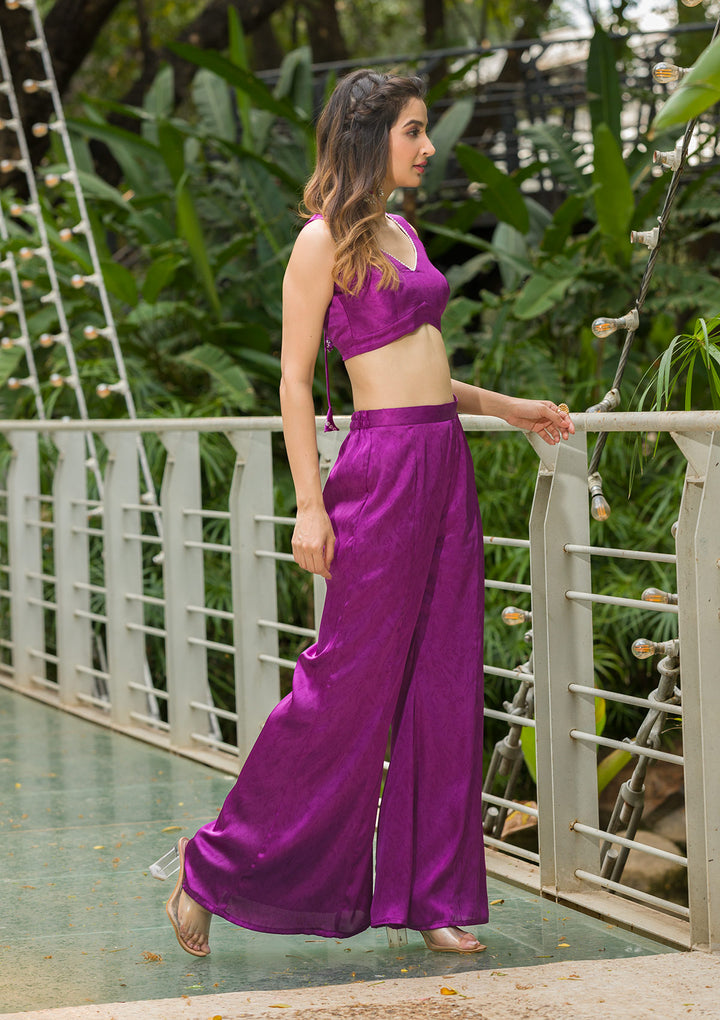 Purple Bandhani Print Satin Readymade Salwar Suit-Koskii