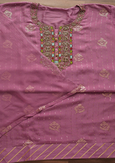 Purple Stonework Georgette Designer Unstitched Salwar Suit - Koskii