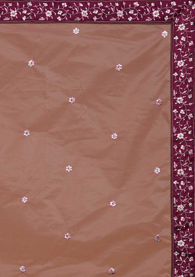 Purple Threadwork Raw Silk Designer Lehenga-Koskii
