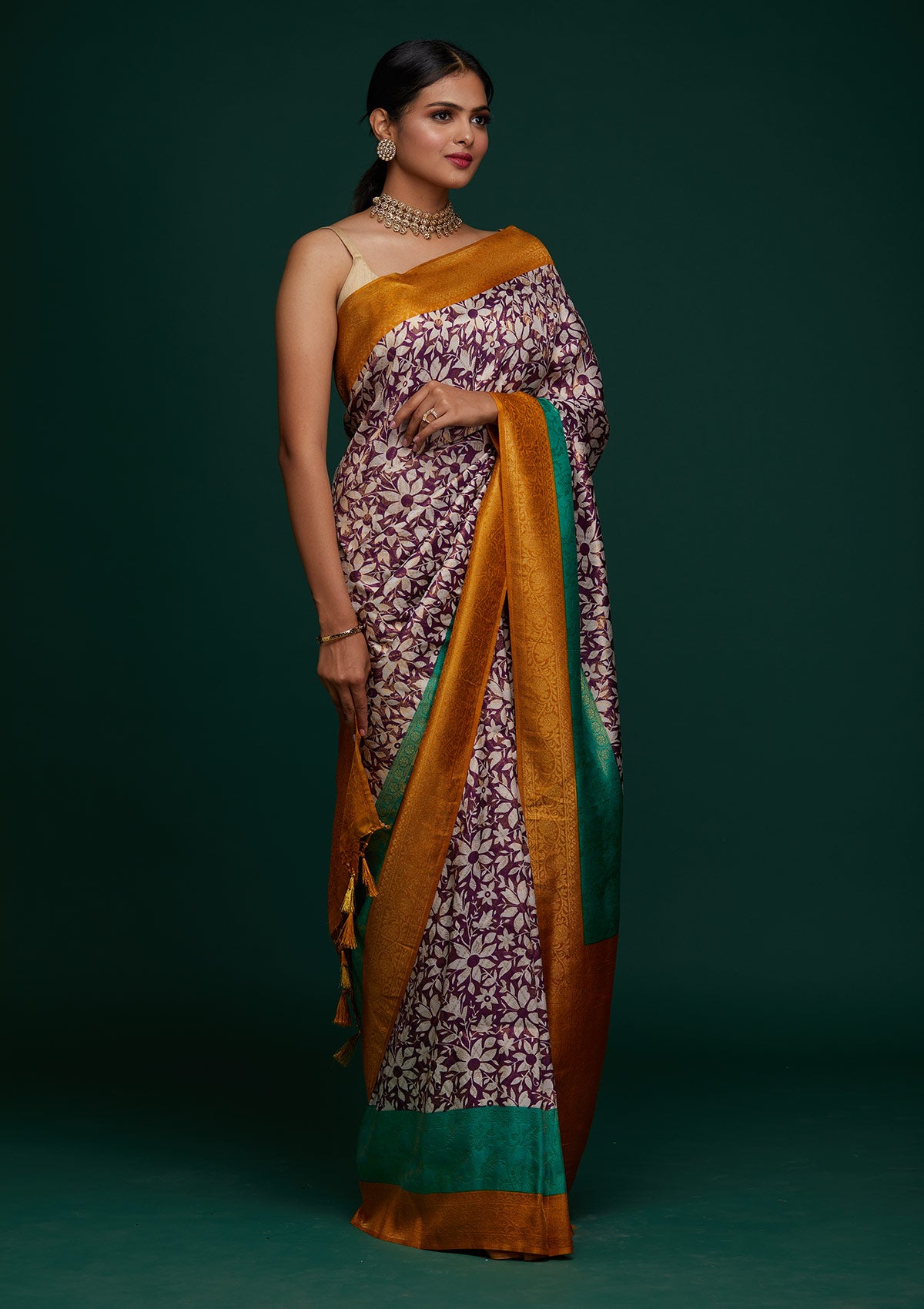 Purple Zariwork Art Silk Designer Saree - Koskii
