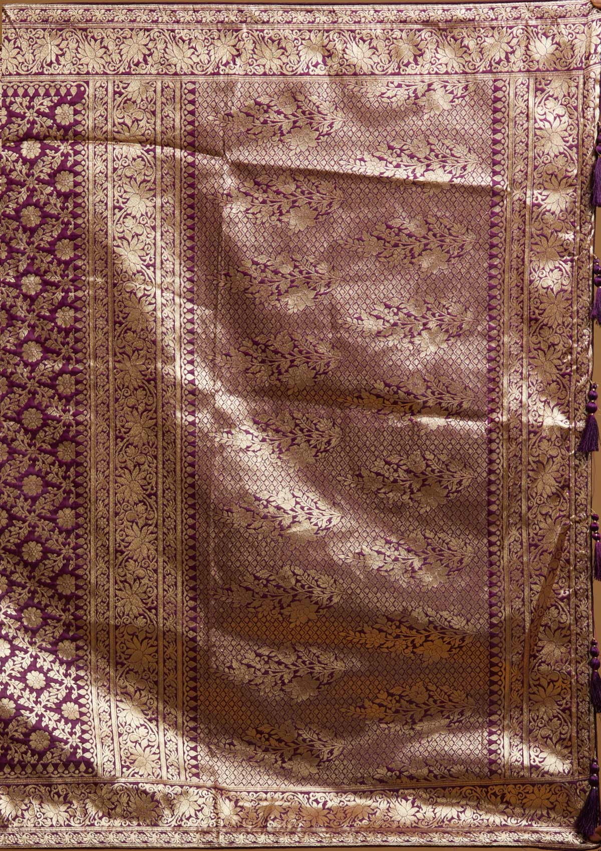 Purple Zariwork Banarasi Designer Saree - koskii