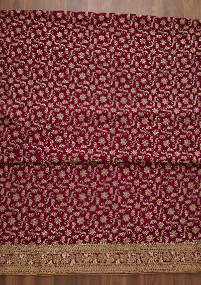Purple Zariwork Georgette Unstitched Salwar Suit - Koskii