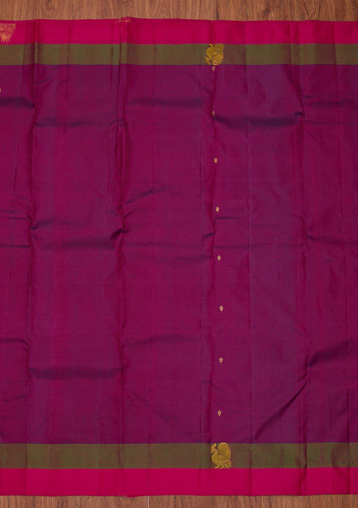 Purple Zariwork Pure Silk Designer Unstitched Saree - Koskii