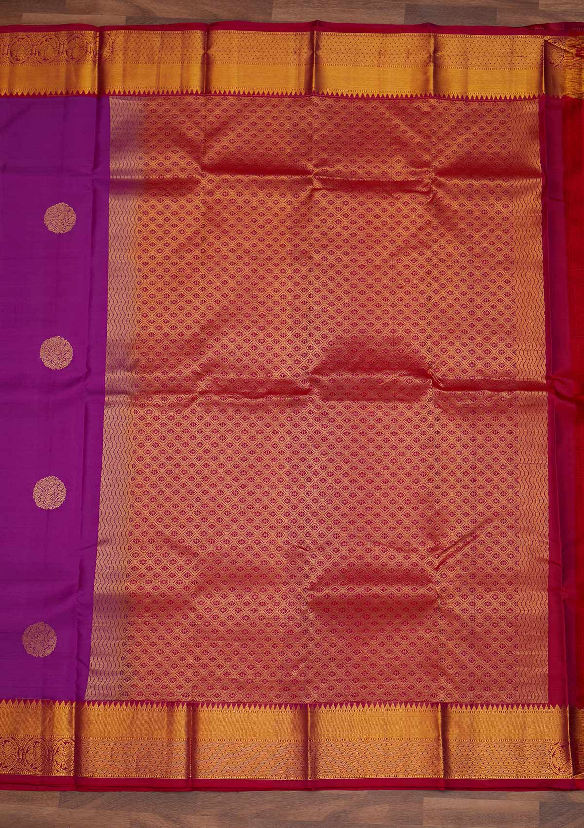 Purple Zariwork Pure Silk Designer Saree - Koskii