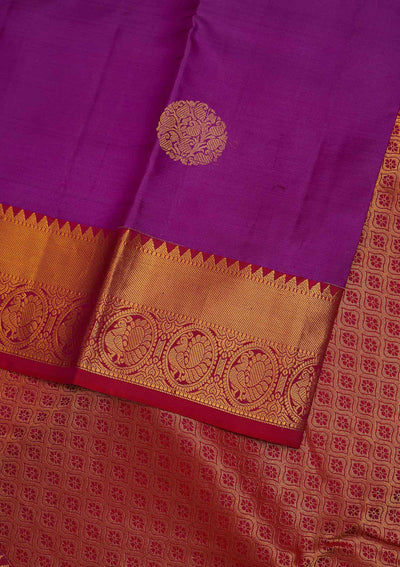 Purple Zariwork Pure Silk Designer Saree - Koskii