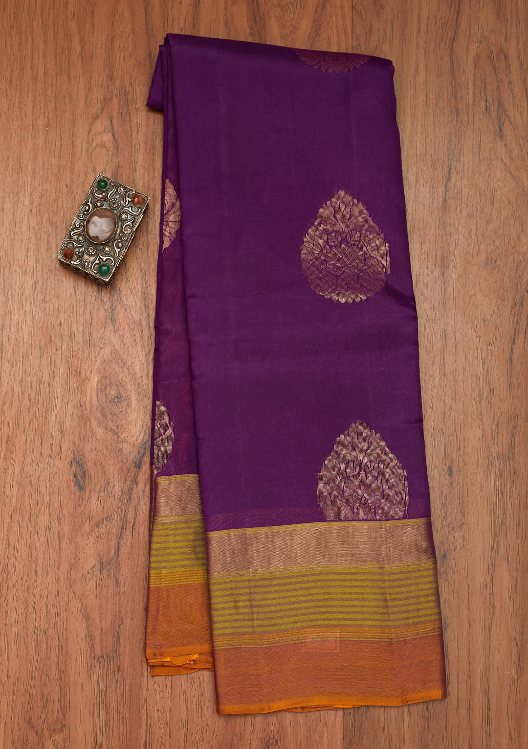 Purple Zariwork Pure Silk Saree- Koskii