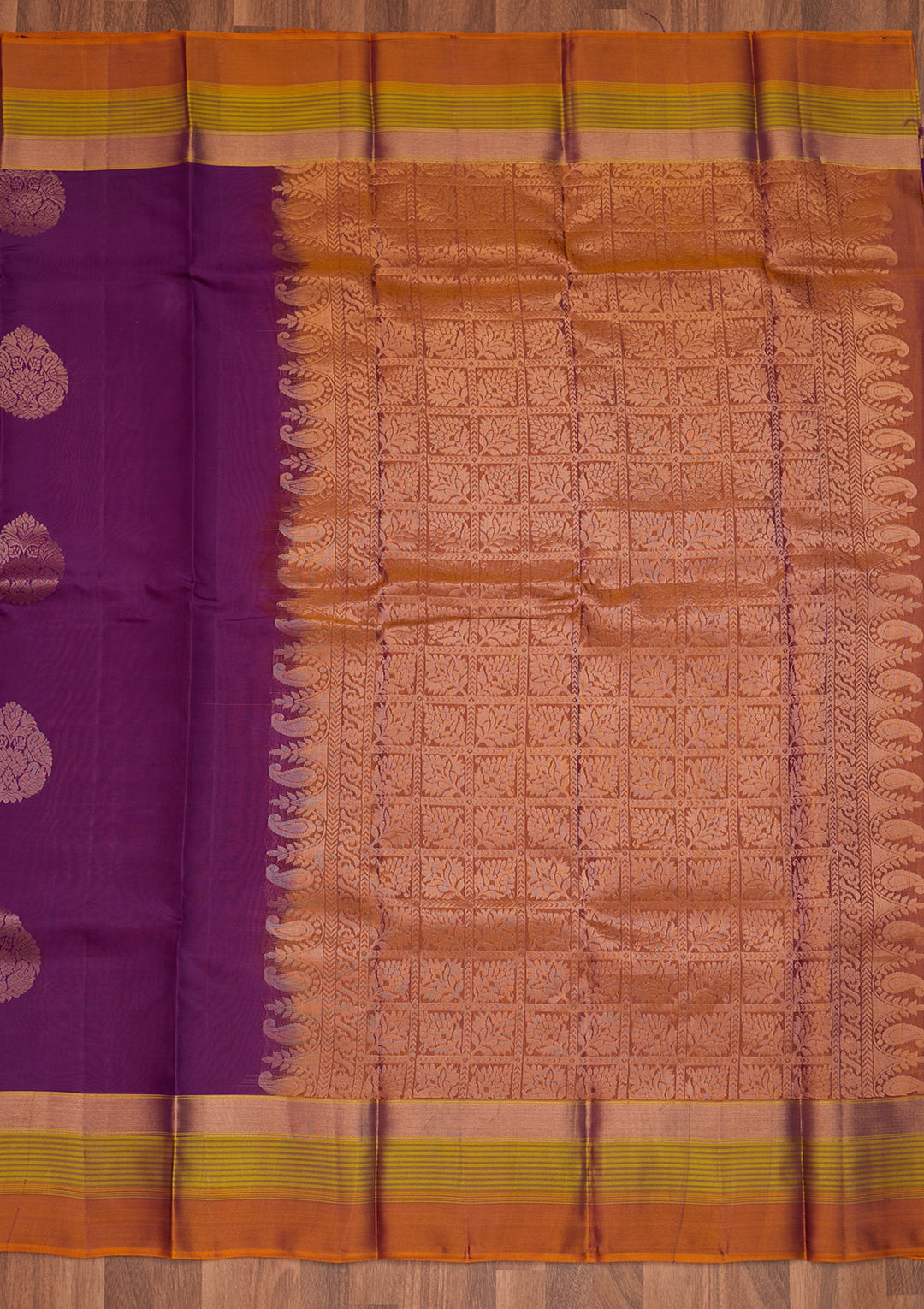 Purple Zariwork Pure Silk Saree - Koskii