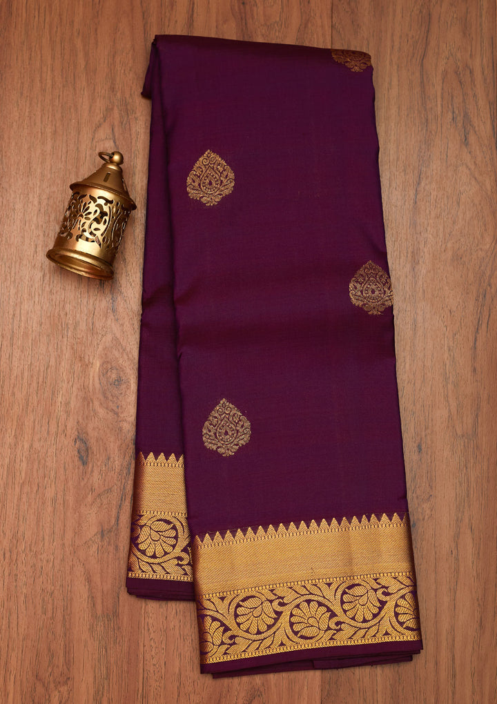 Purple Zariwork Pure Silk Saree- Koskii