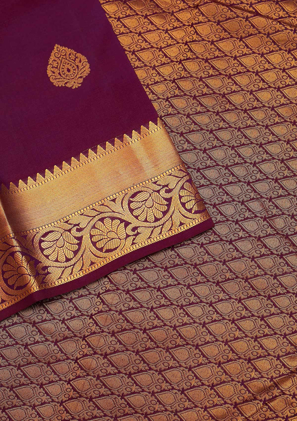 Purple Zariwork Pure Silk Saree - Koskii