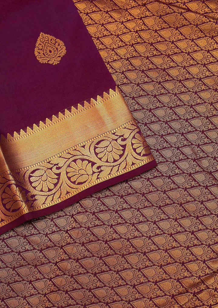 Purple Zariwork Pure Silk Saree - Koskii
