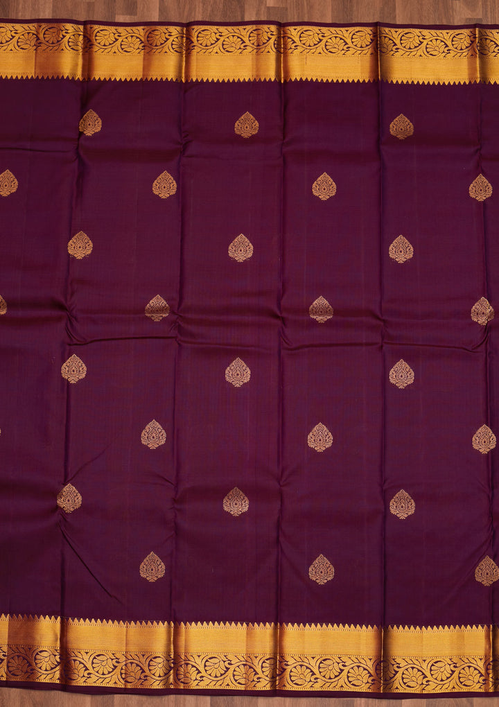 Purple Zariwork Pure Silk Saree - Koskii