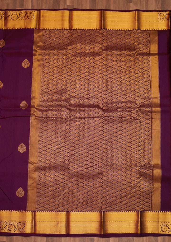 Purple Zariwork Pure Silk Saree - Koskii