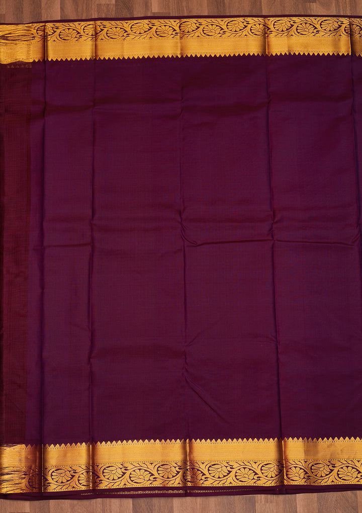 Purple Zariwork Pure Silk Saree - Koskii