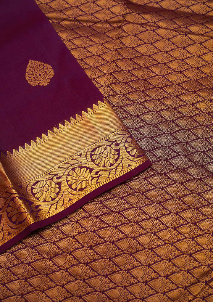 Purple Zariwork Pure Silk Saree - Koskii