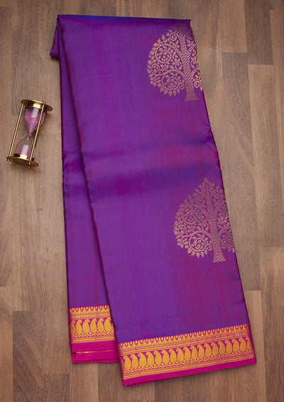 Purple Zariwork Pure Silk Saree-Koskii