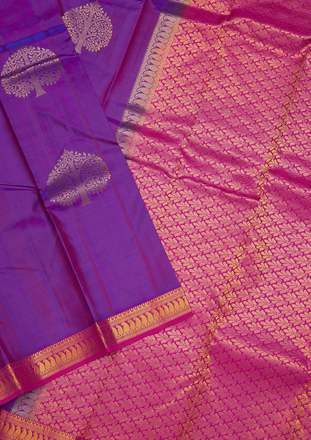 Purple Zariwork Pure Silk Saree-Koskii