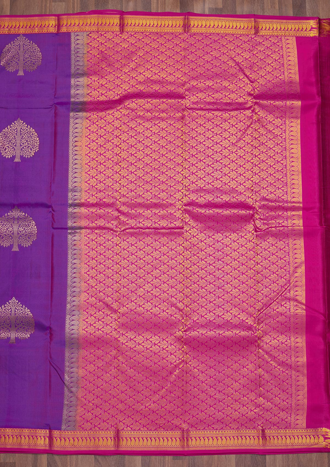 Purple Zariwork Pure Silk Saree-Koskii