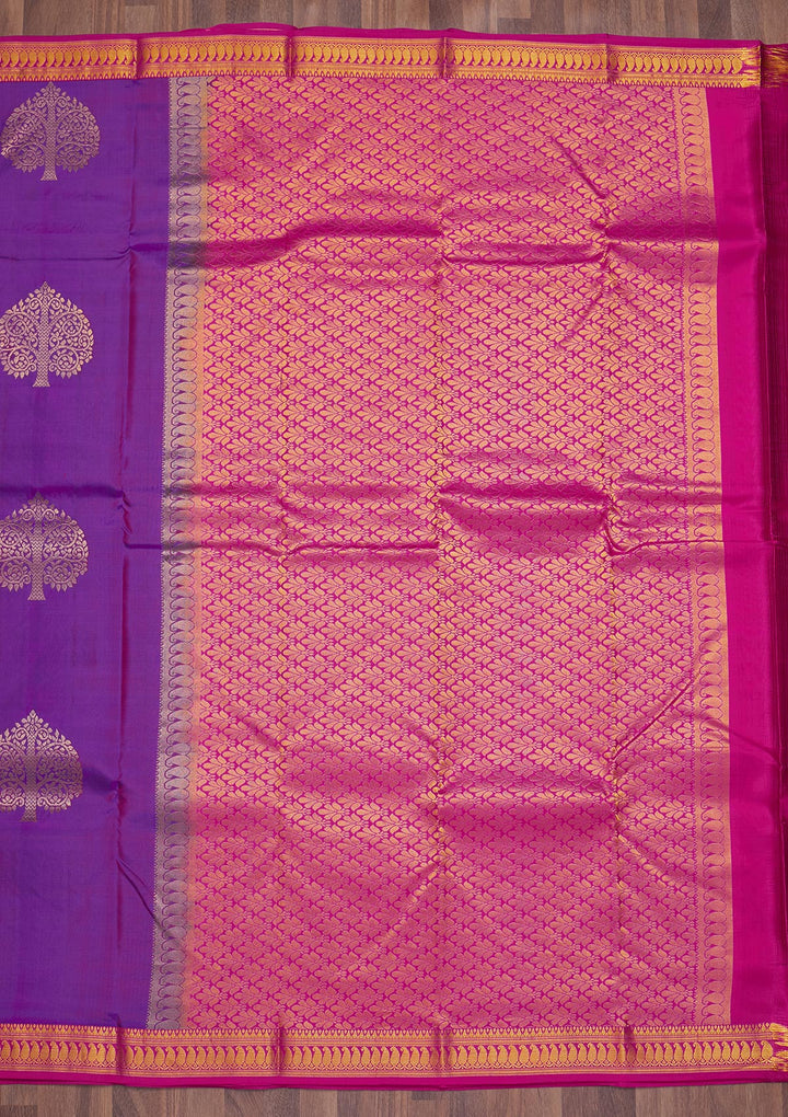 Purple Zariwork Pure Silk Saree-Koskii