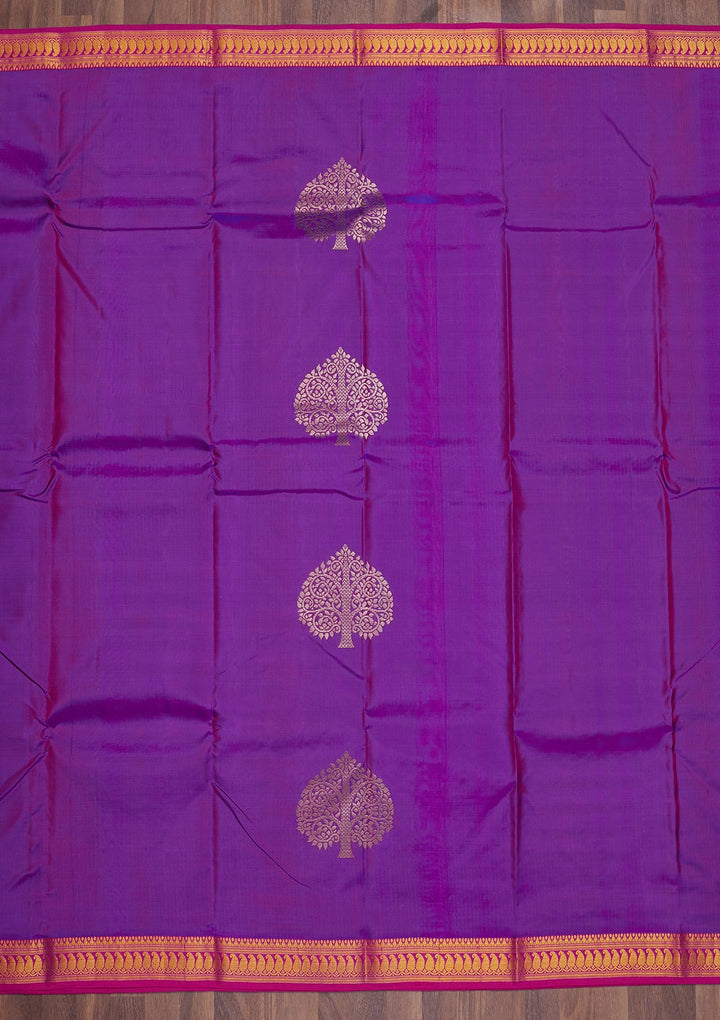 Purple Zariwork Pure Silk Saree-Koskii